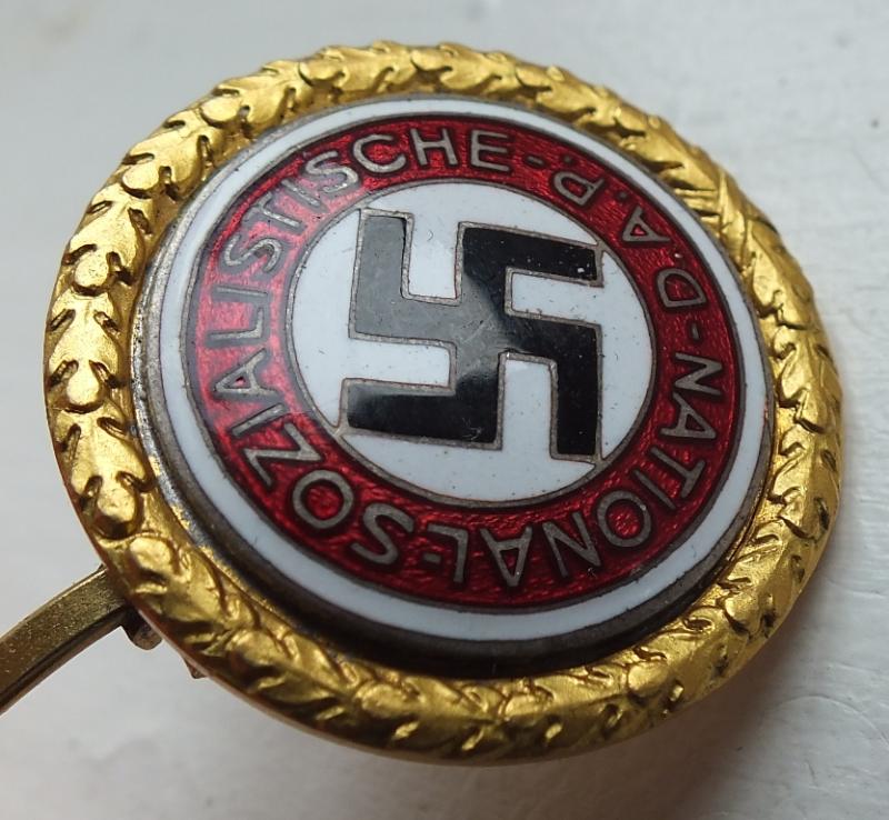 NSDAP GOLD PARTY BADGE LARGE SIZE