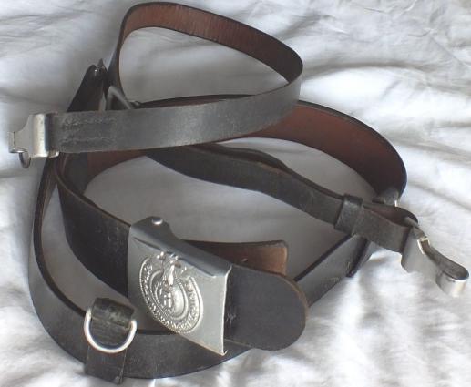 1938 SS EM/NCO BELT BUCKLE AND X STRAP SET