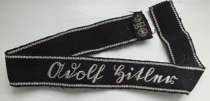 LSSAH OFFICER CUFF TITLE WITH SILK TAG 1935