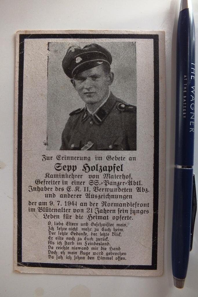WSS DEATH NOTICE PANZER ABT. NORMANDY