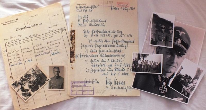 KC&OL WINNER SS-STANDARTENFUHRER HUGO KRAAS DOCS AND PHOTO SET
