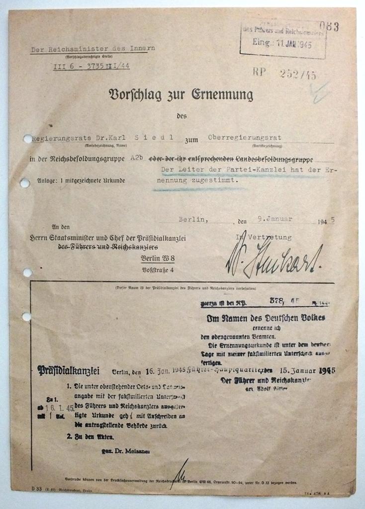 WANSEE CONFERENCE ATTENDEE WILHELM STUCKART SIGNATURE