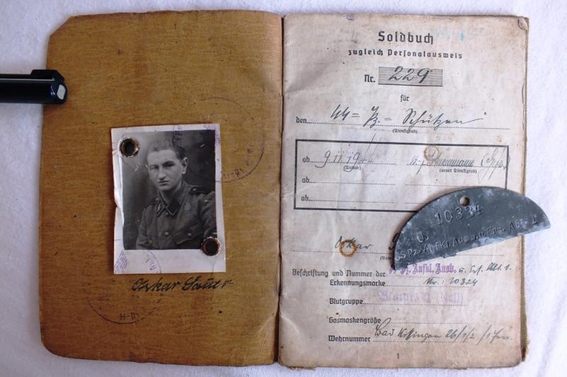 WSS SOLDBUCH AND DOG TAG AUFKL.ABT.NORD