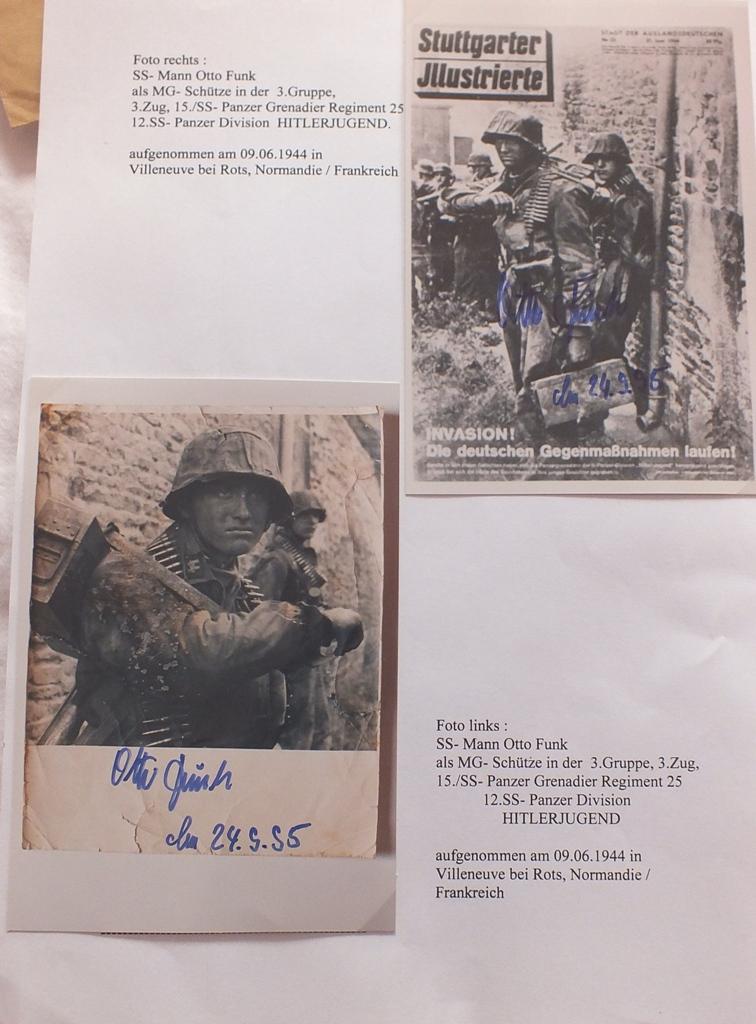 OTTO FUNK 12th SS HITLERJUGEND LETTER & PHOTO LOT
