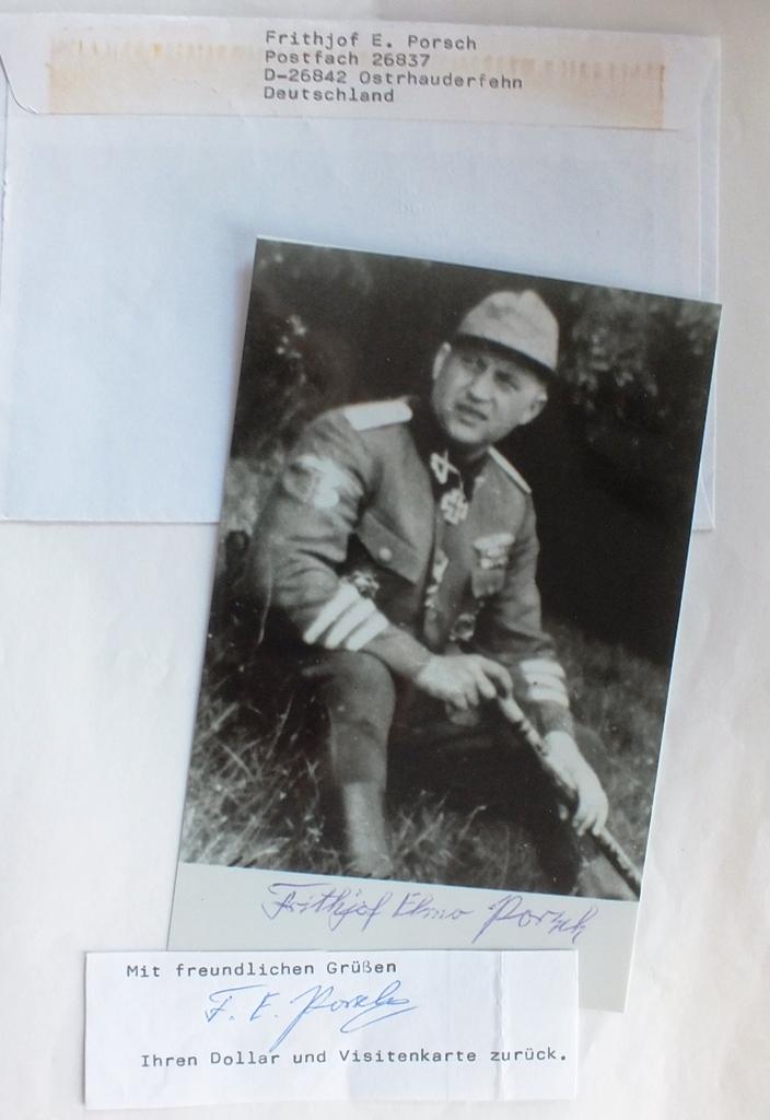 DIRLWANGER RK WINNER PORSCH POST WAR SINGED PHOTO