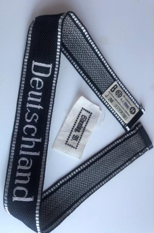 MINT REGIMENT DEUTCHLAND CUFF TITLE FROM DAS REICH SS-OBERSTURMFUHRER GROUPING